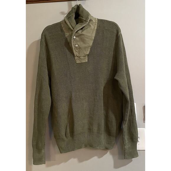 Polo Ralph‎ Lauren Sweater Shawl Collar Vintage Military Olive Pullover Large - Picture 1 of 6